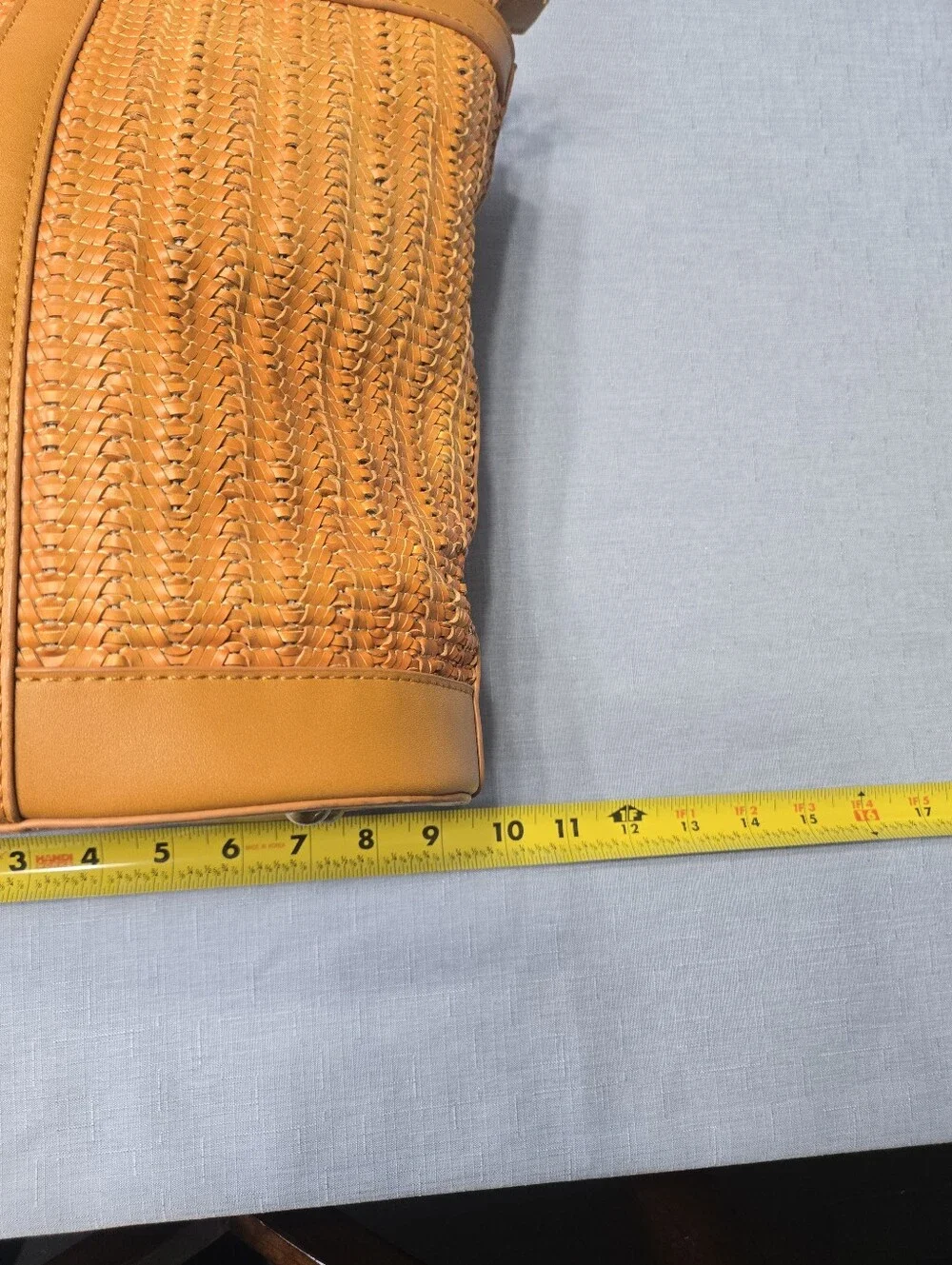 Urban Originals Woven Faux Leather Bucket Shoulder Bag Tan Brown Boho